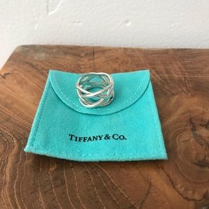 Authentic Tiffany basket weave silver ring. Size 6